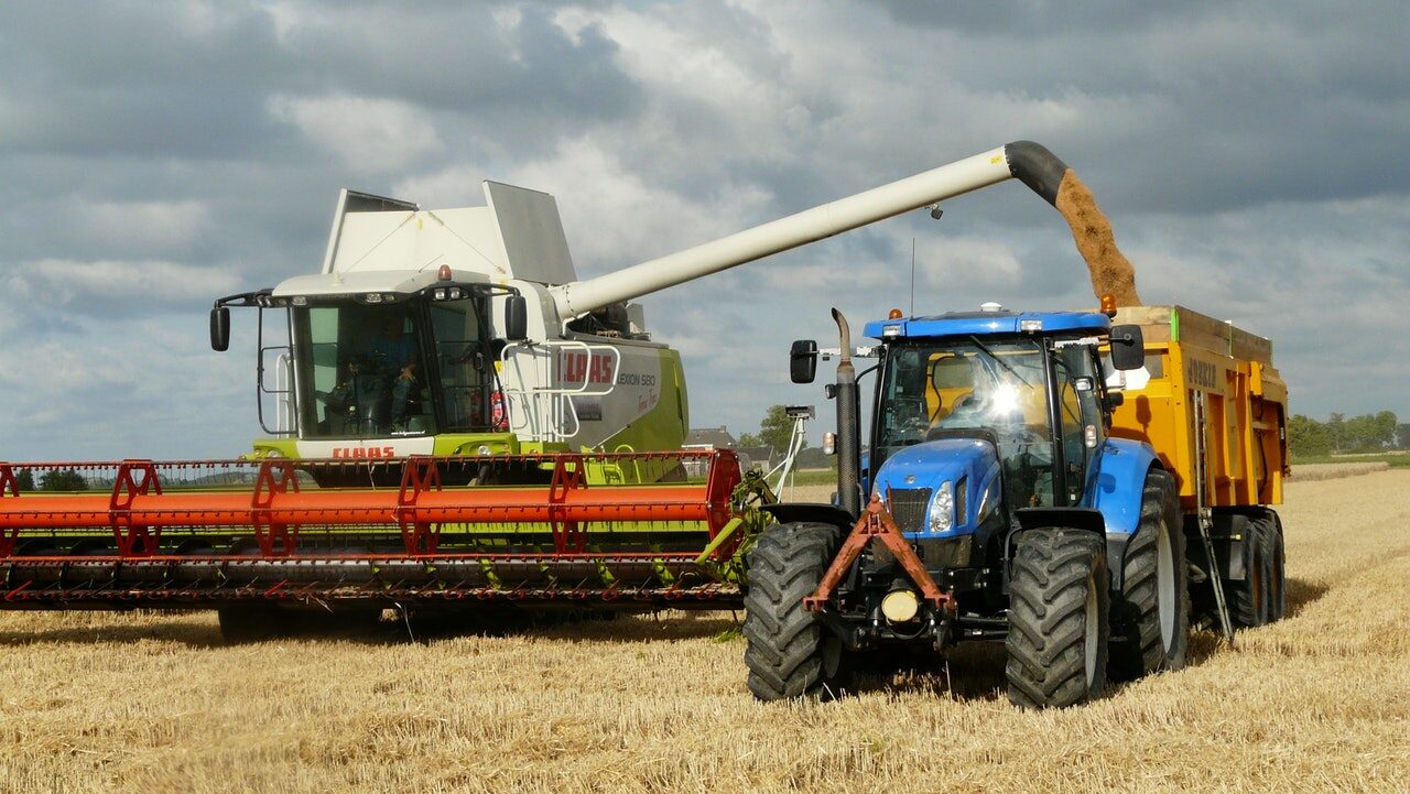 farm equipment in an agricultural field